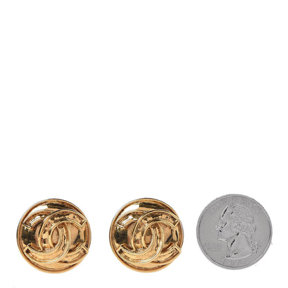Chanel CC Button Clip On Earrings Gold 2 of 4