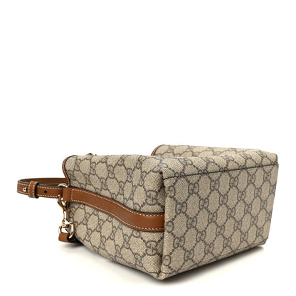 Gucci GG Supreme Monogram Emblem Small Shoulder Bag Beige Ebony Sundial 4 of 10