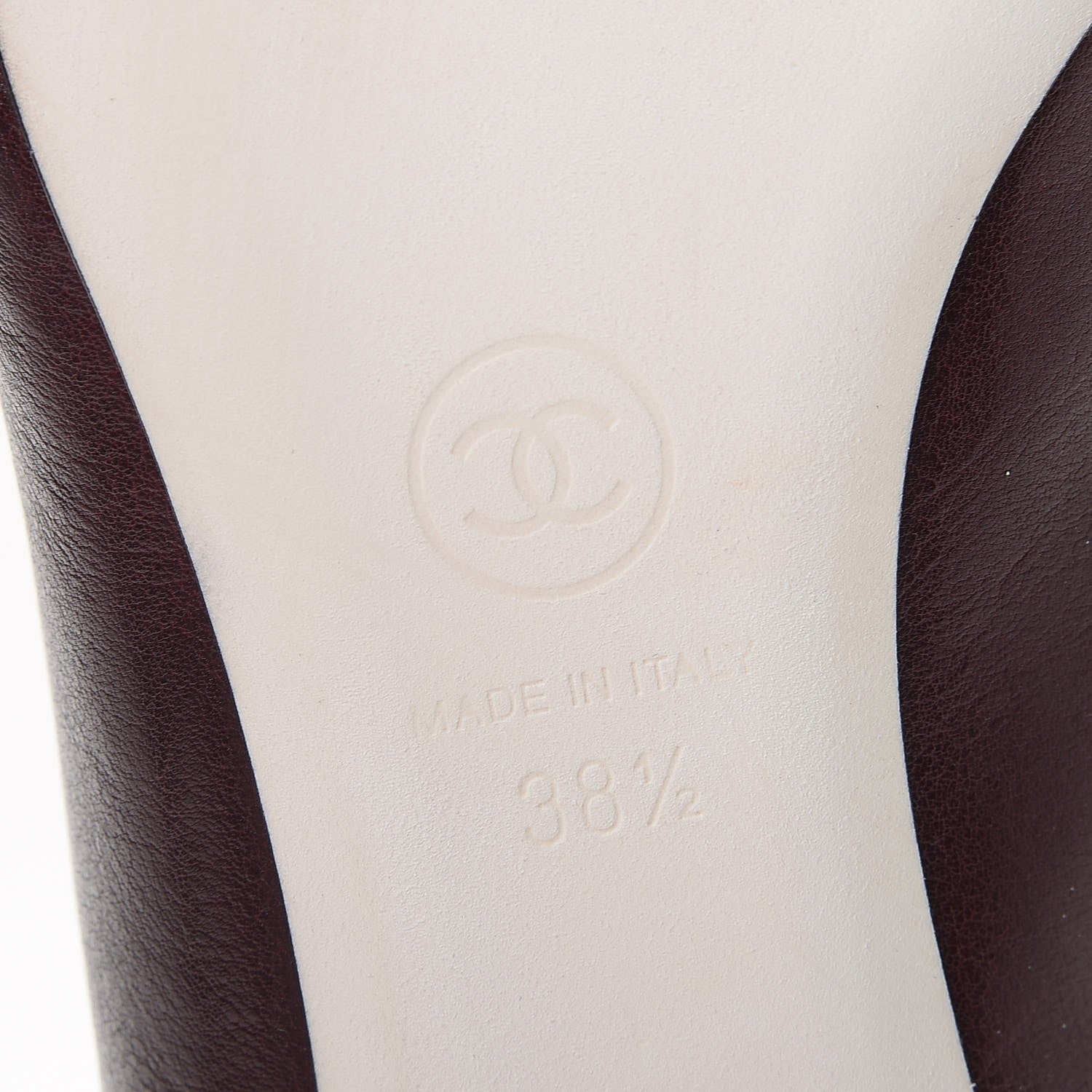 Chanel Calfskin CC Cap Toe Pumps 38.5 Bordeaux Marine Fonce 6 of 9