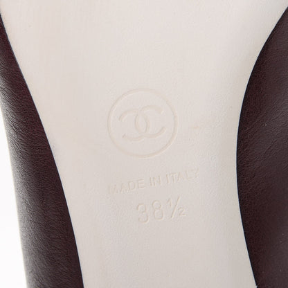 Chanel Calfskin CC Cap Toe Pumps 38.5 Bordeaux Marine Fonce 6 of 9