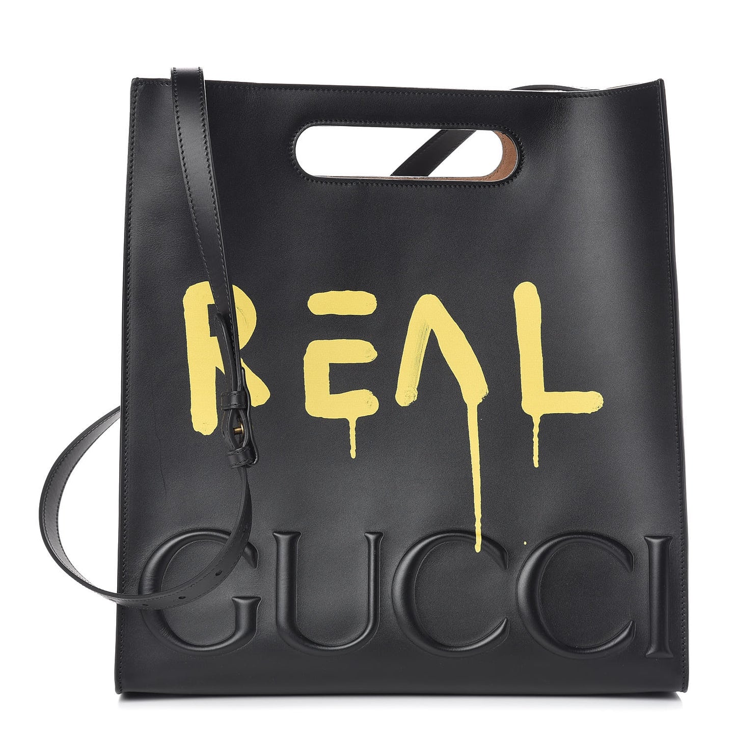 Calfskin GucciGhost Real Medium XL Tote Black Yellow