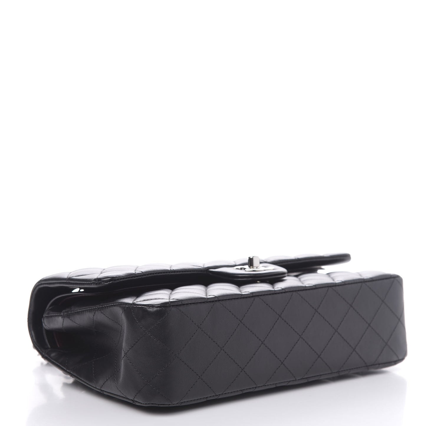 Lambskin Quilted Medium Double Flap Black