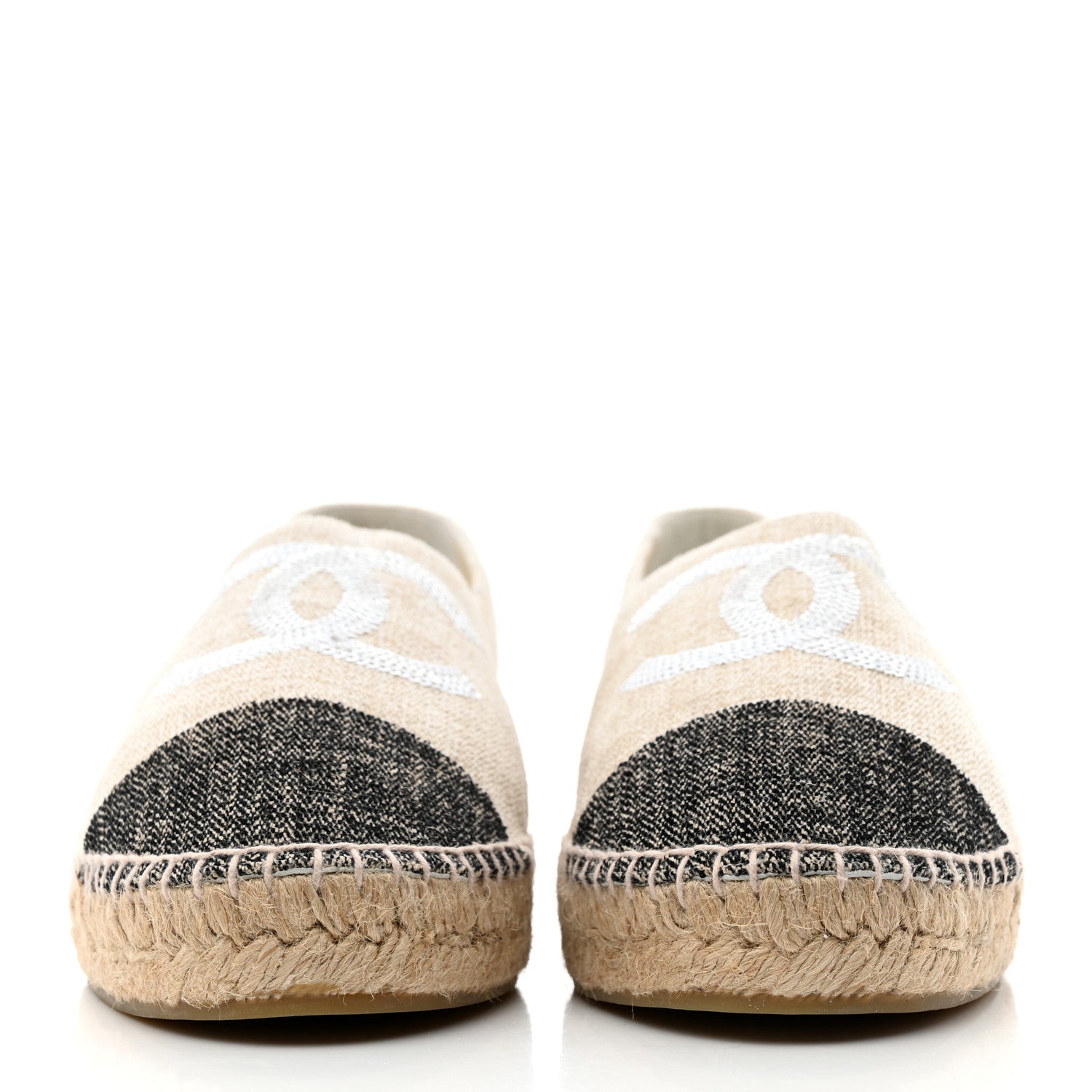 Chanel Toile Sequin CC Espadrilles 42 Beige Black 2 of 8