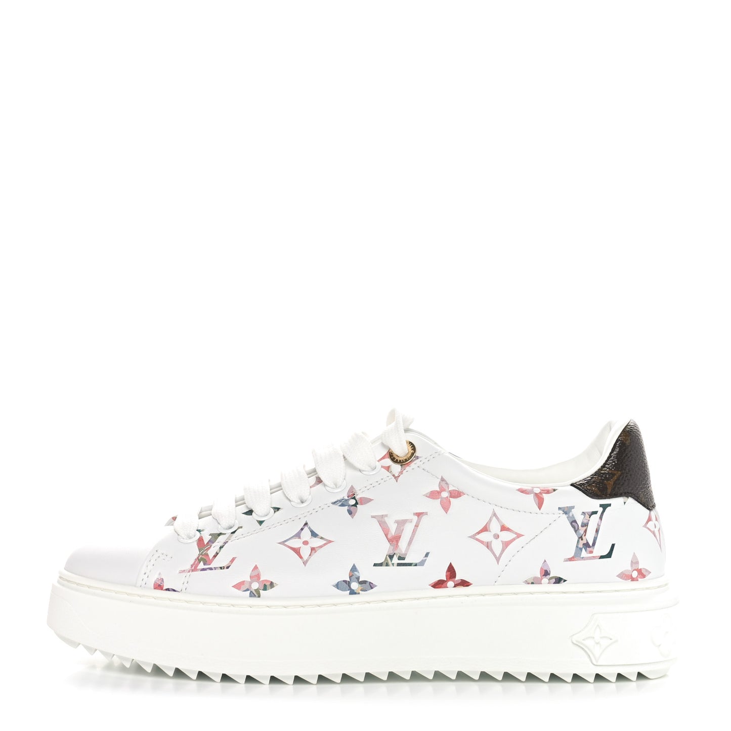 Lambskin Embossed Floral Monogram Time Out Sneakers 39 White