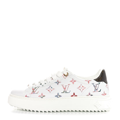 Louis Vuitton Lambskin Embossed Floral Monogram Time Out Sneakers 39 White 1 of 9