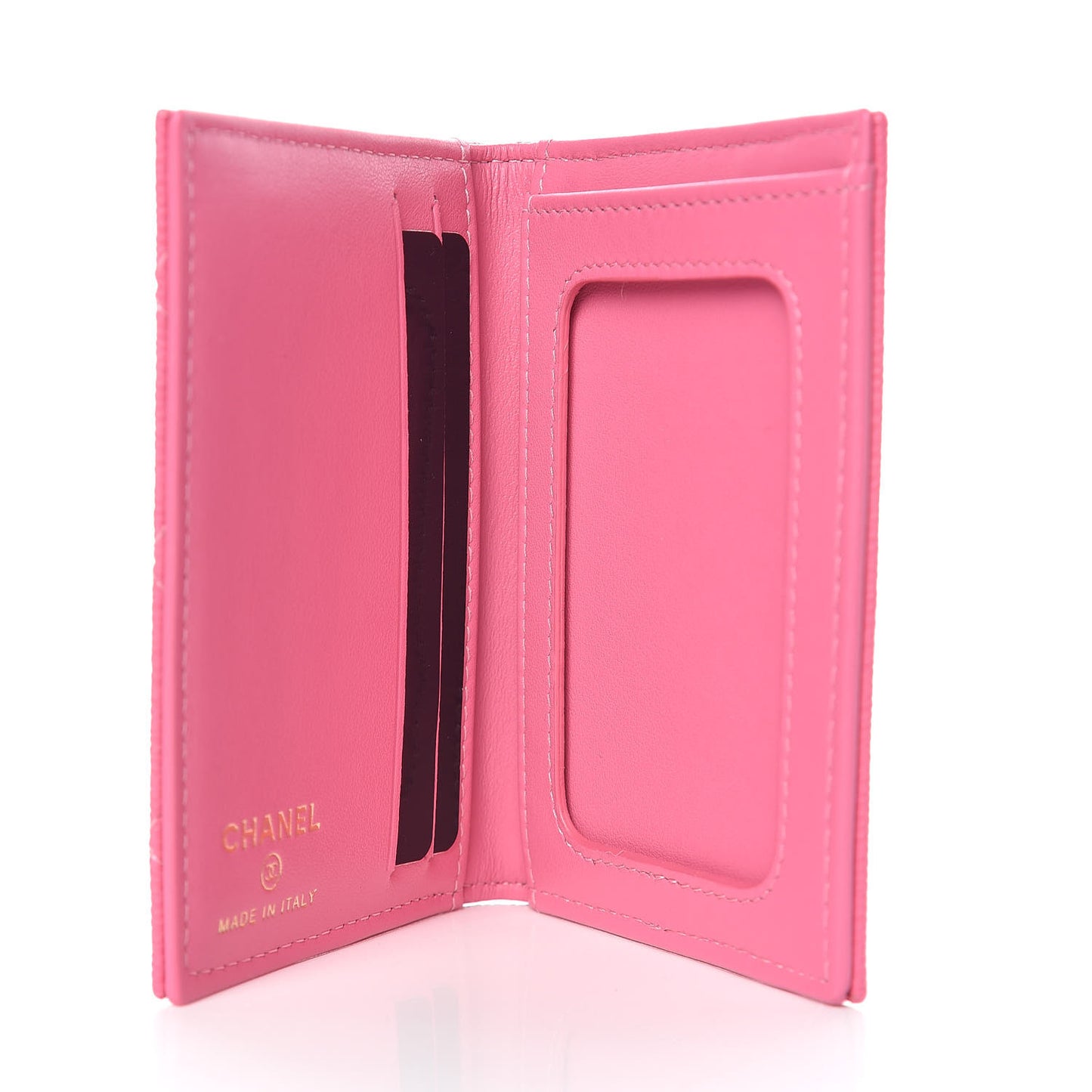 Caviar Quilted Card Holder Wallet Pink