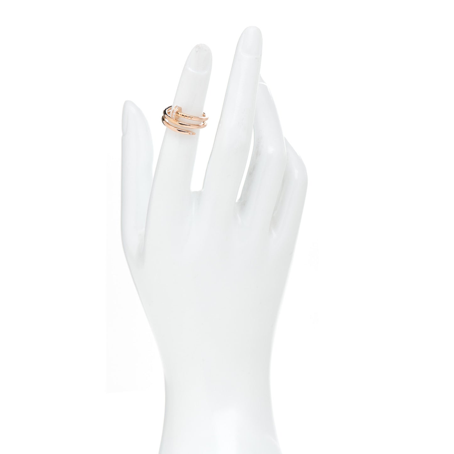 18K Pink Gold Diamond Double Juste Un Clou Ring 53 6.25