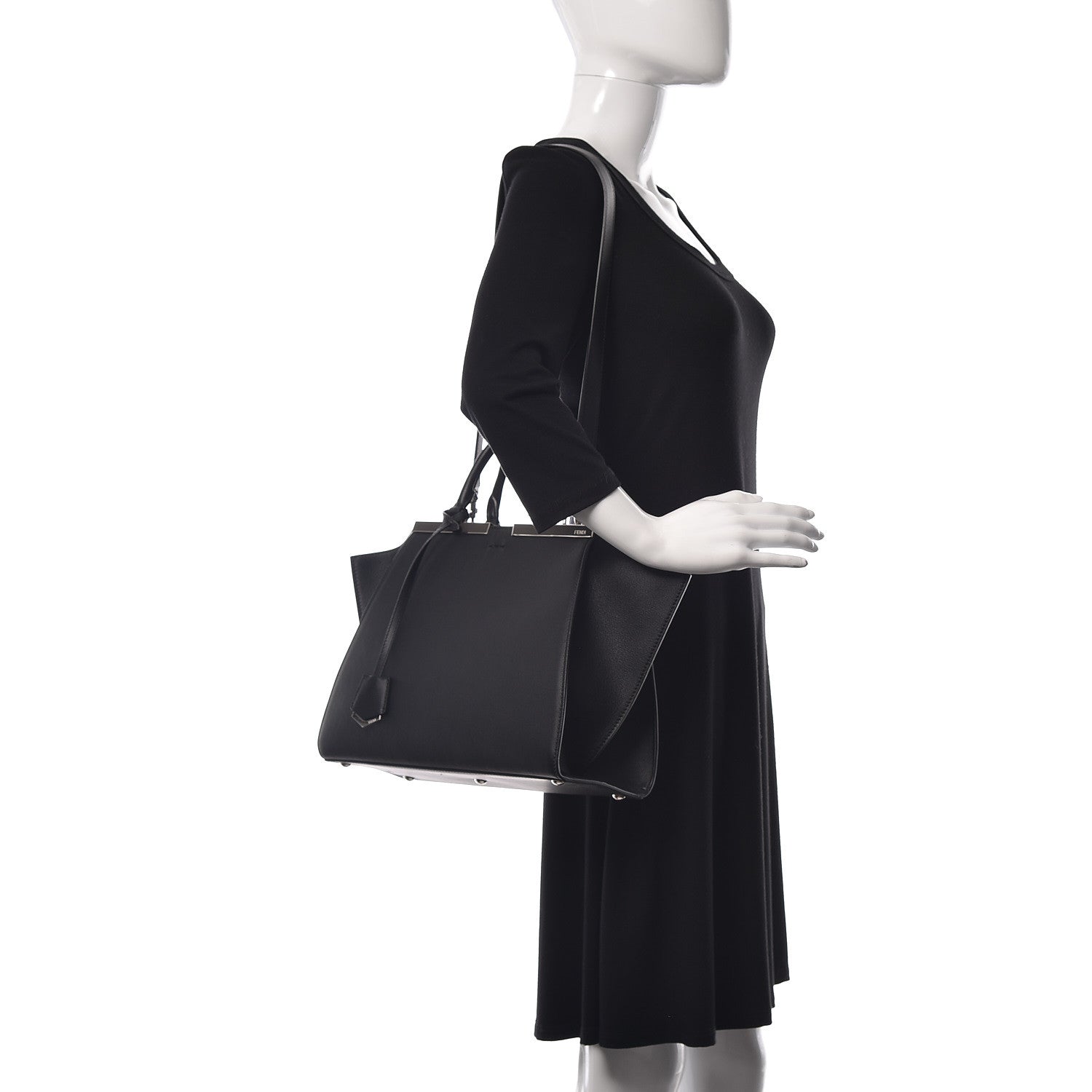 Fendi Vitello Dolce Petite 3jours Tote Black 2 of 9