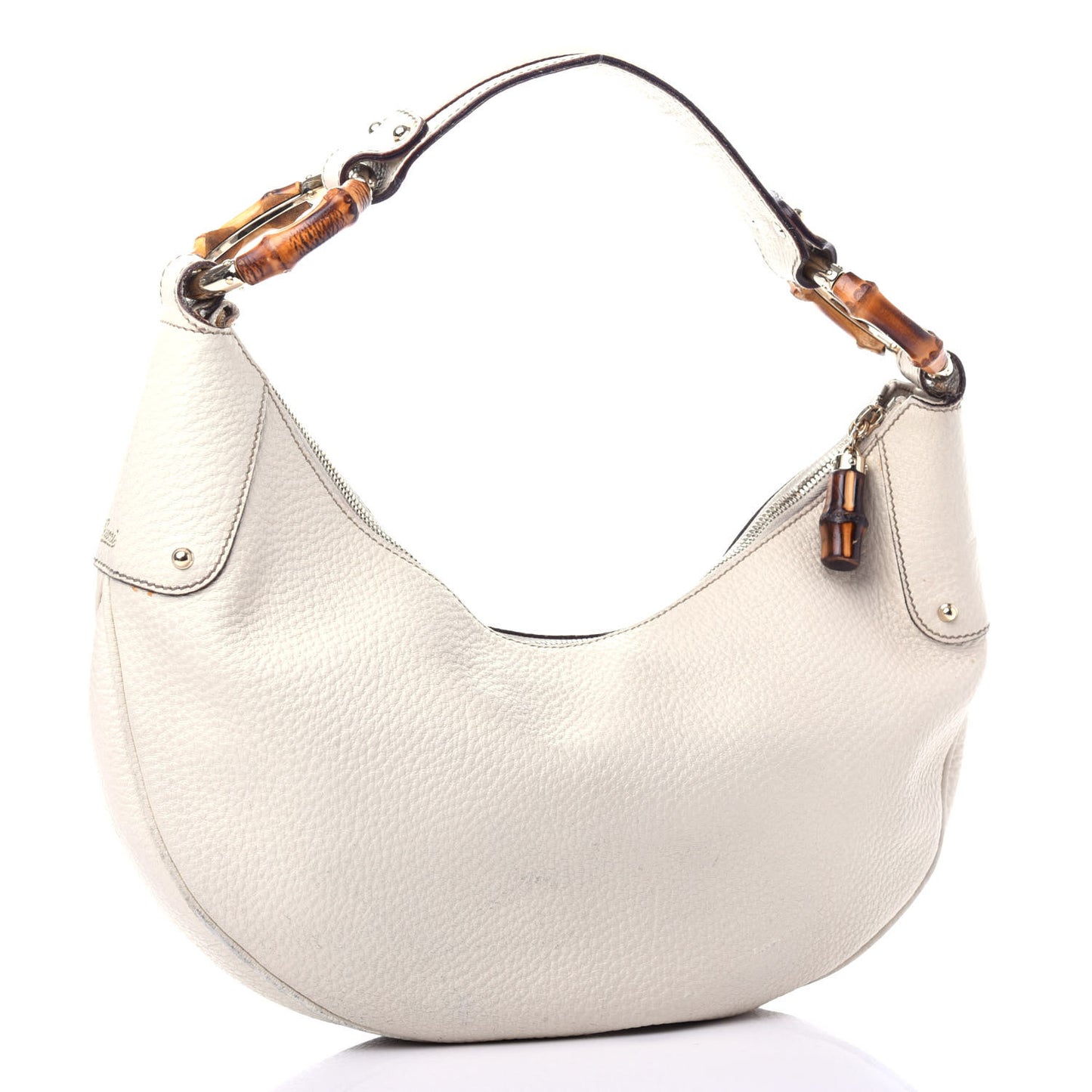 Pebbled Calfskin Bamboo Ring Hobo Ivory