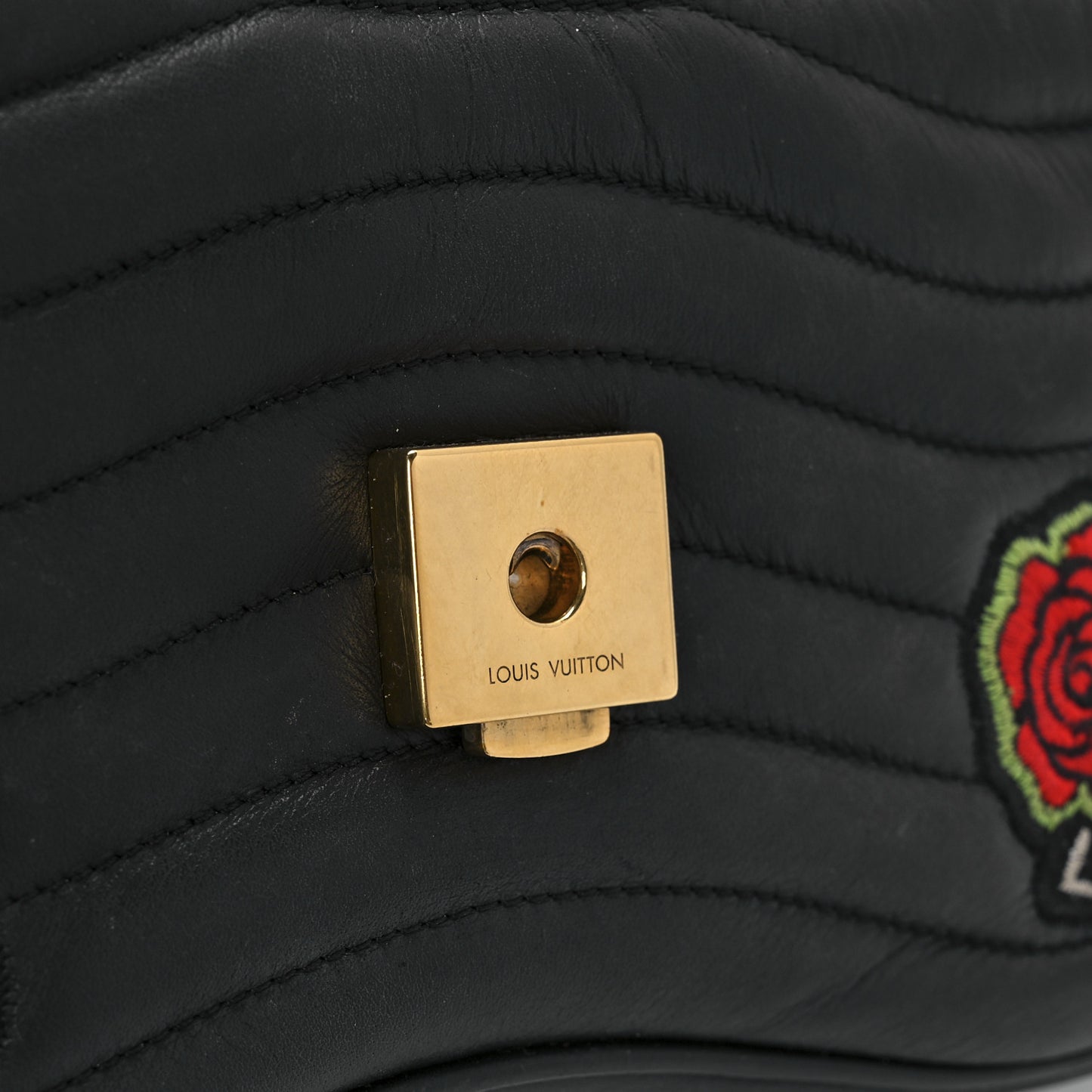 Calfskin Embroidered New Wave Chain MM Black