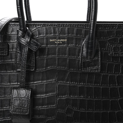 Saint Laurent Calfskin Crocodile Embossed Baby Sac De Jour Black 8 of 9
