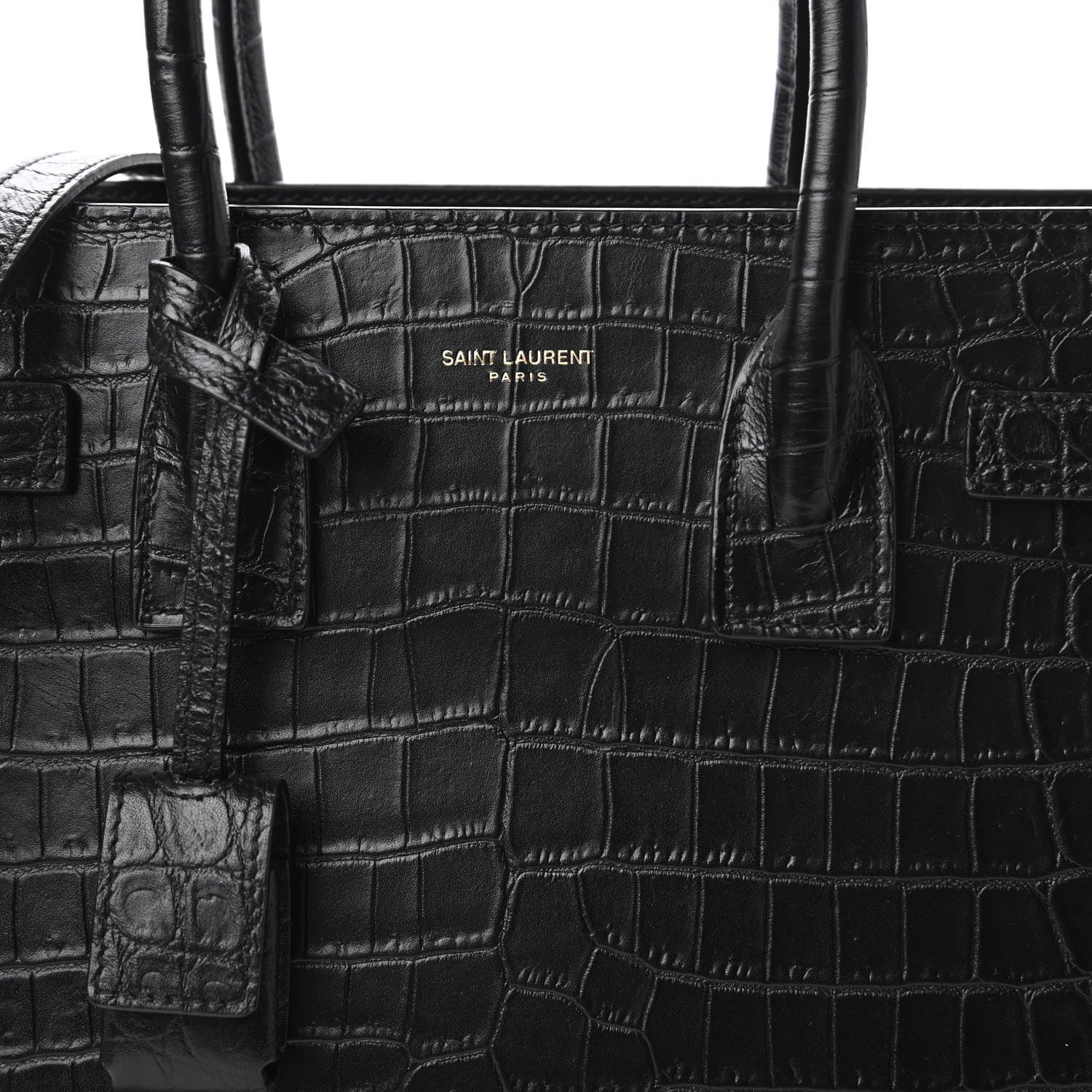 Saint Laurent Calfskin Crocodile Embossed Baby Sac De Jour Black 6 of 17