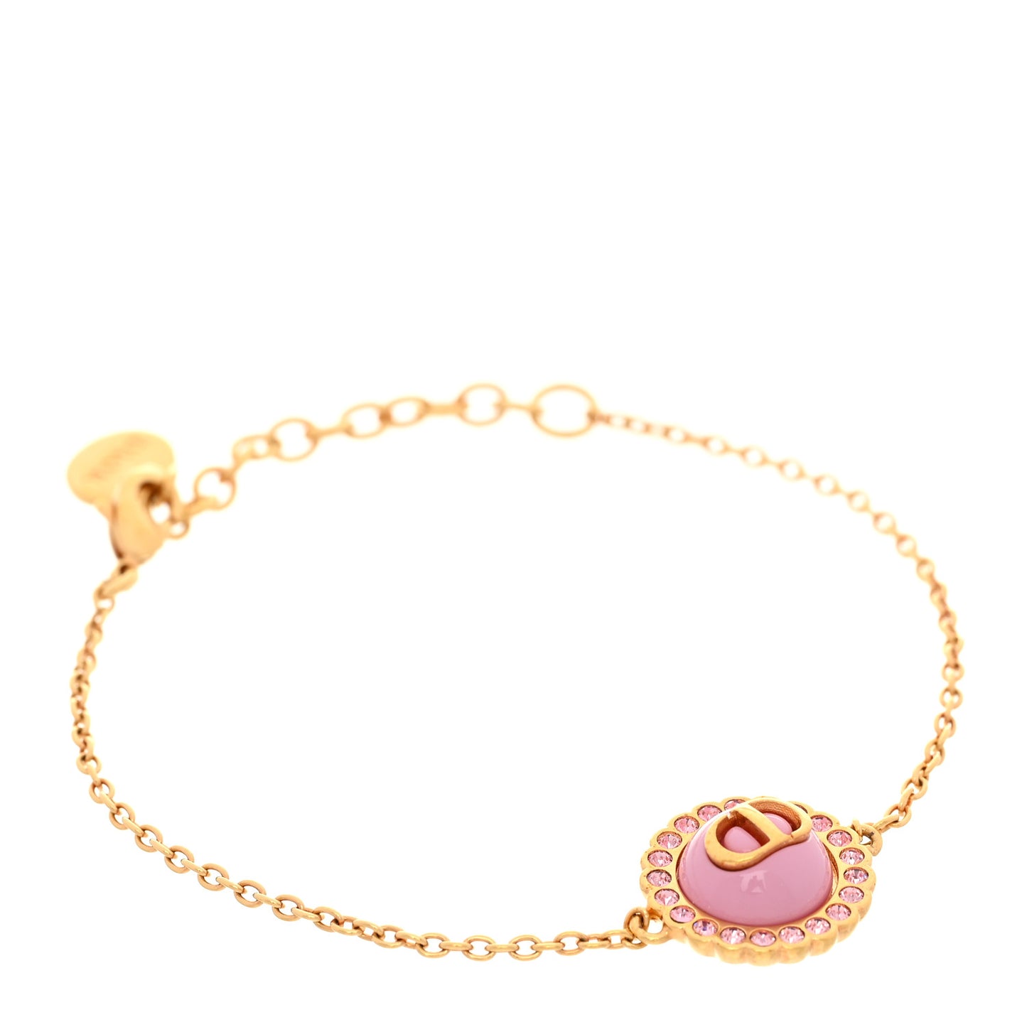 Metal Enamel Crystal CD Station Bracelet Pink