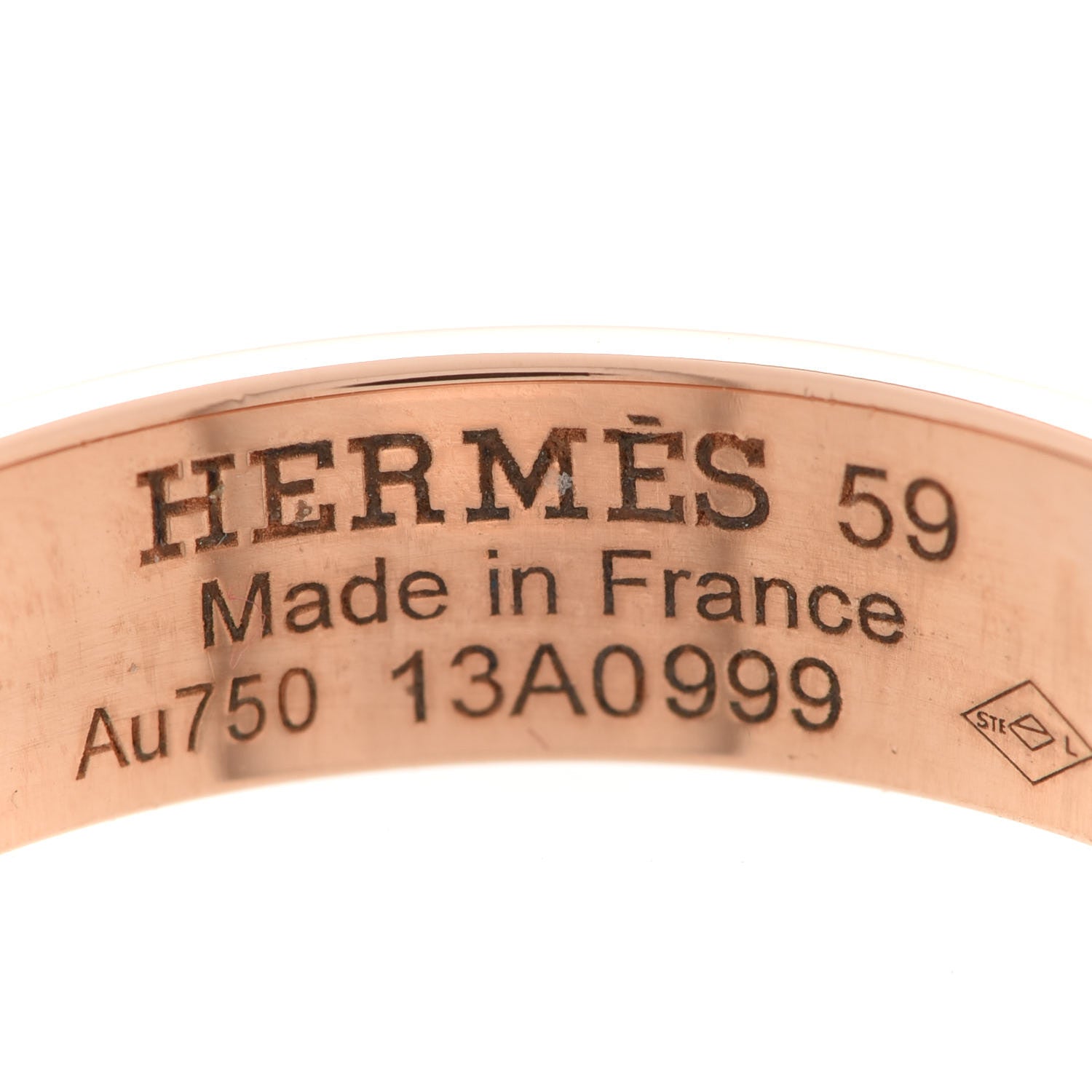 Hermes 18K Rose Gold Diamond PM Kelly Ring 59 8.75 4 of 5