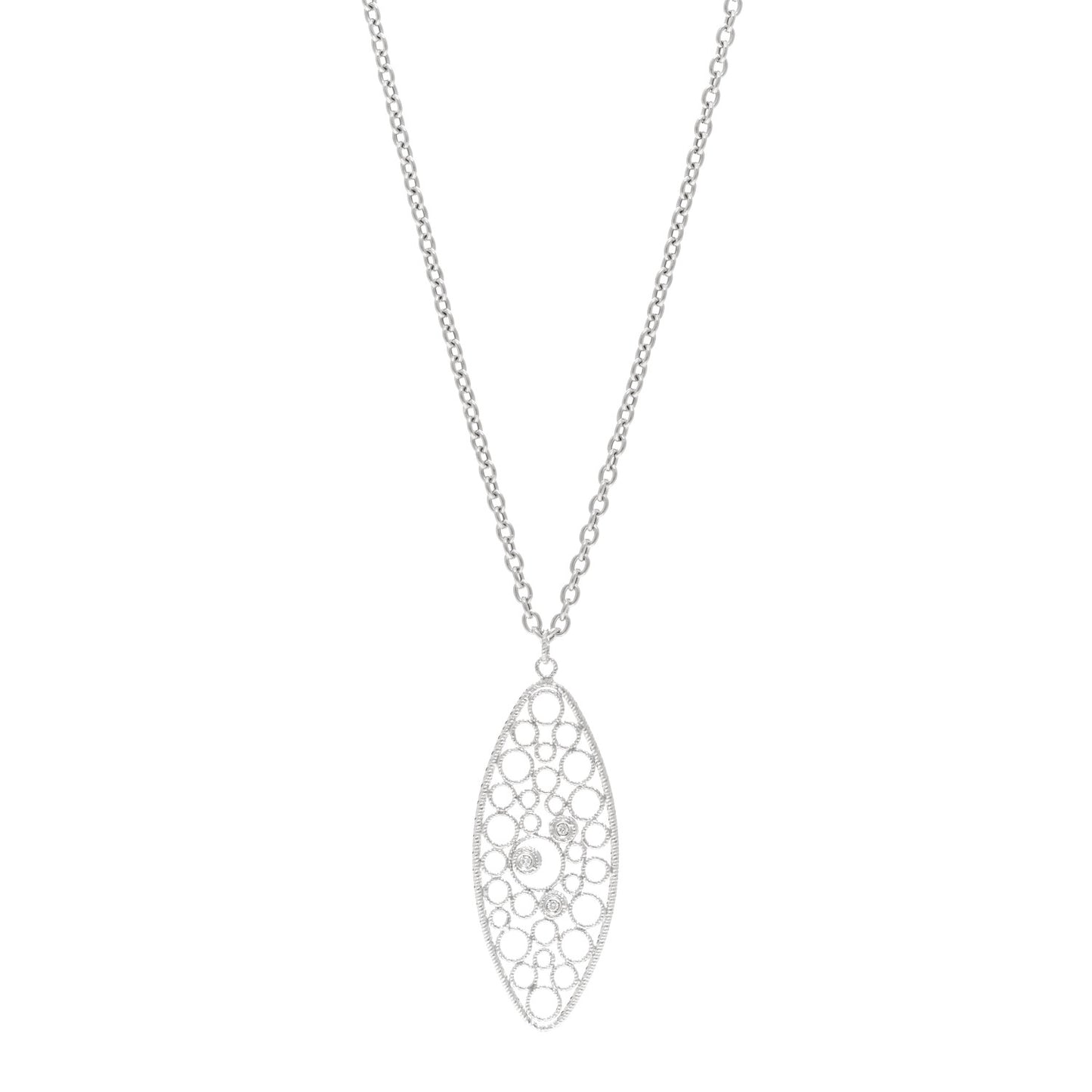 18K White Gold Diamond Bollicine Pendant Necklace