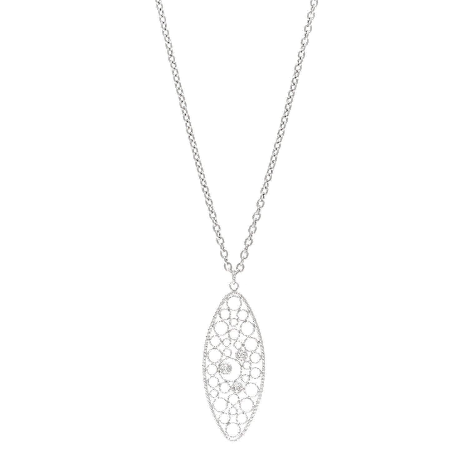 Roberto Coin 18K White Gold Diamond Bollicine Pendant Necklace 1 of 4