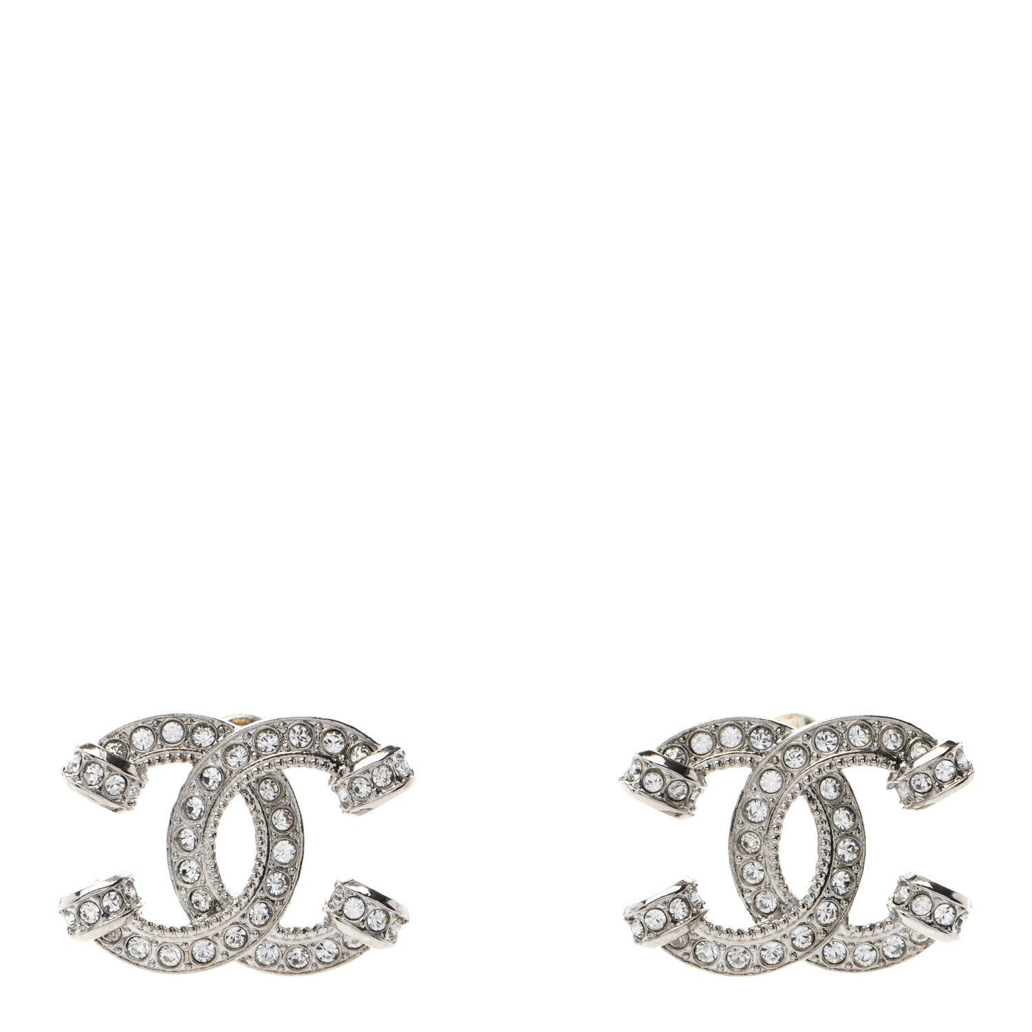 Chanel Crystal CC Earrings Silver 1 of 5