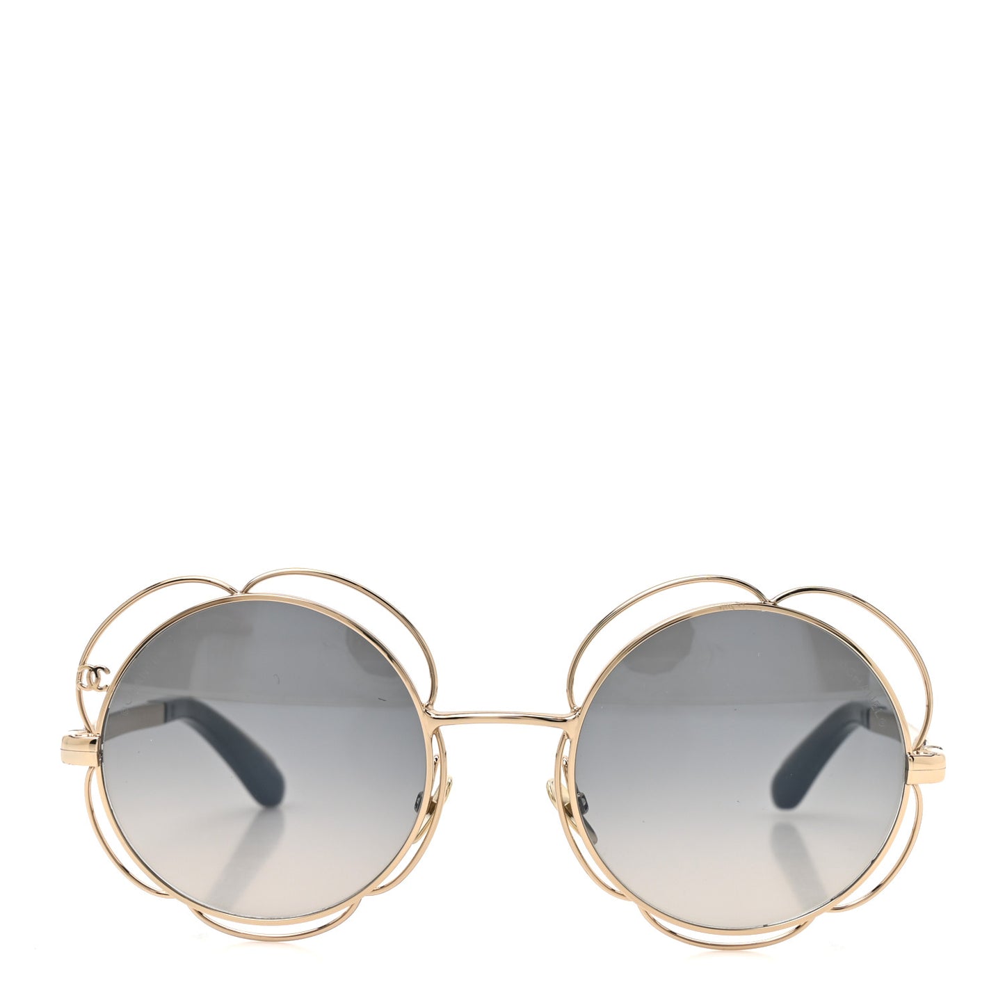 Metal Round Camellia Sunglasses 71573 Gold