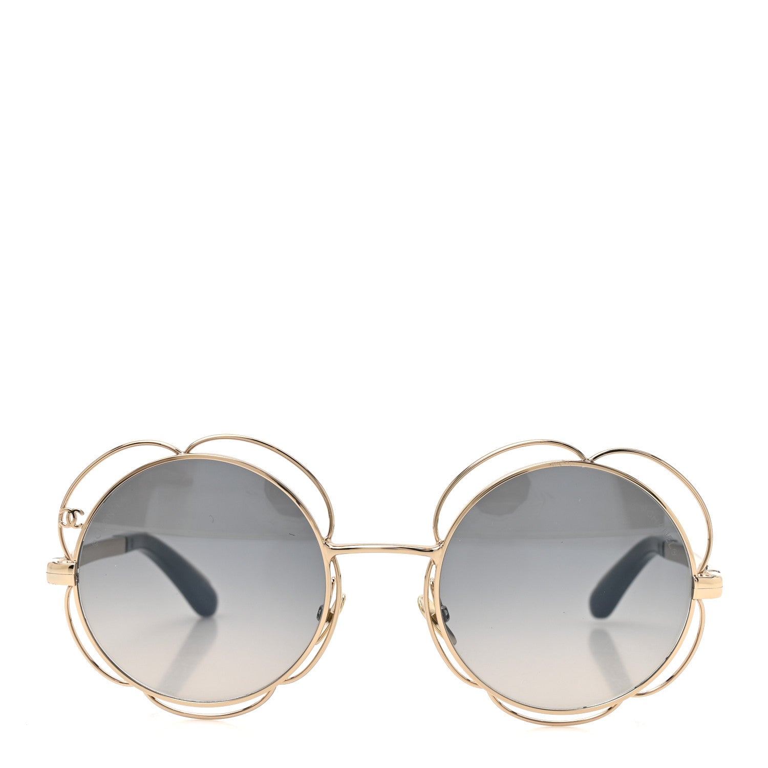 Chanel Metal Round Camellia Sunglasses 71573 Gold 2 of 7