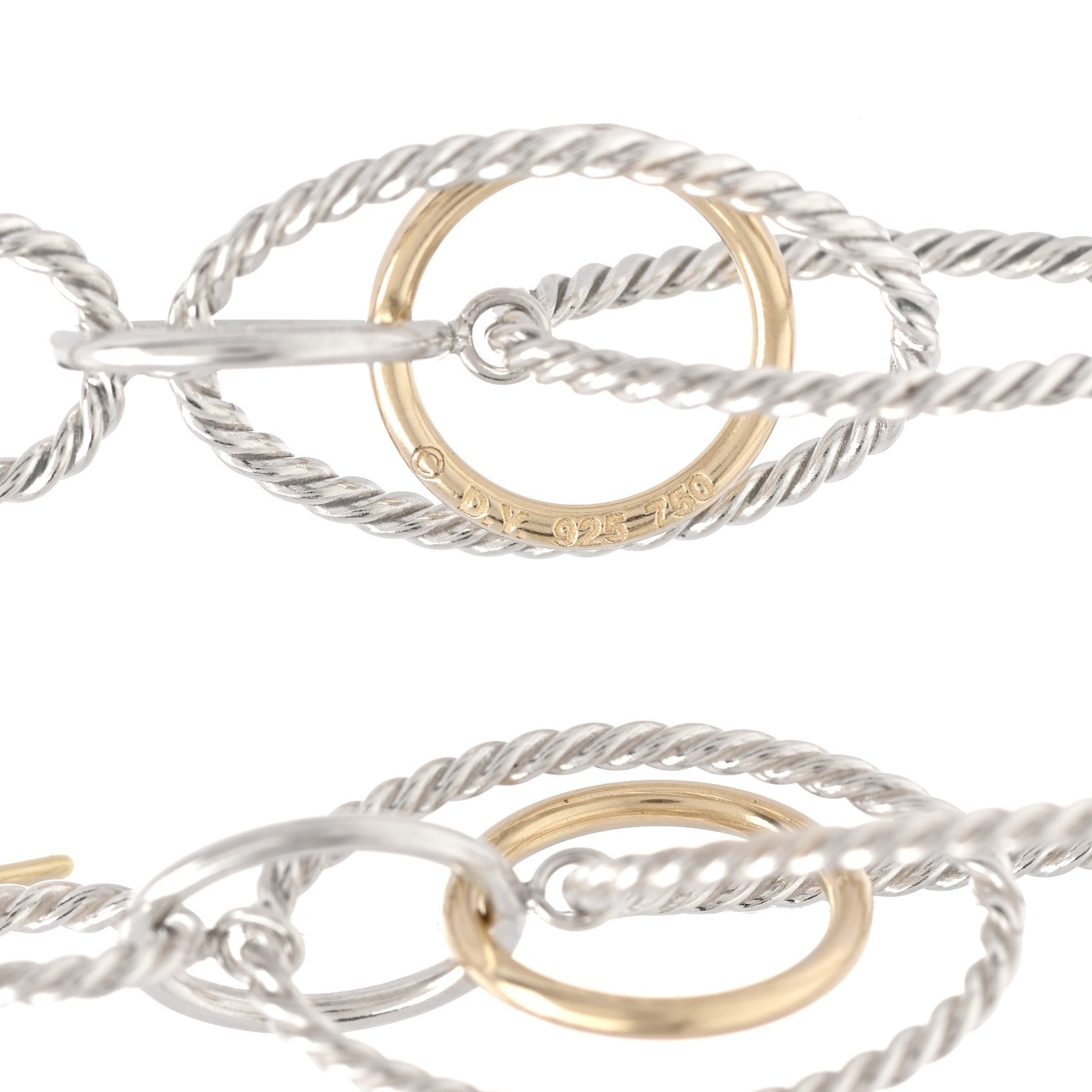 David Yurman Sterling Silver 18K Yellow Gold Mobile Oval Drop Earrings 3 of 4