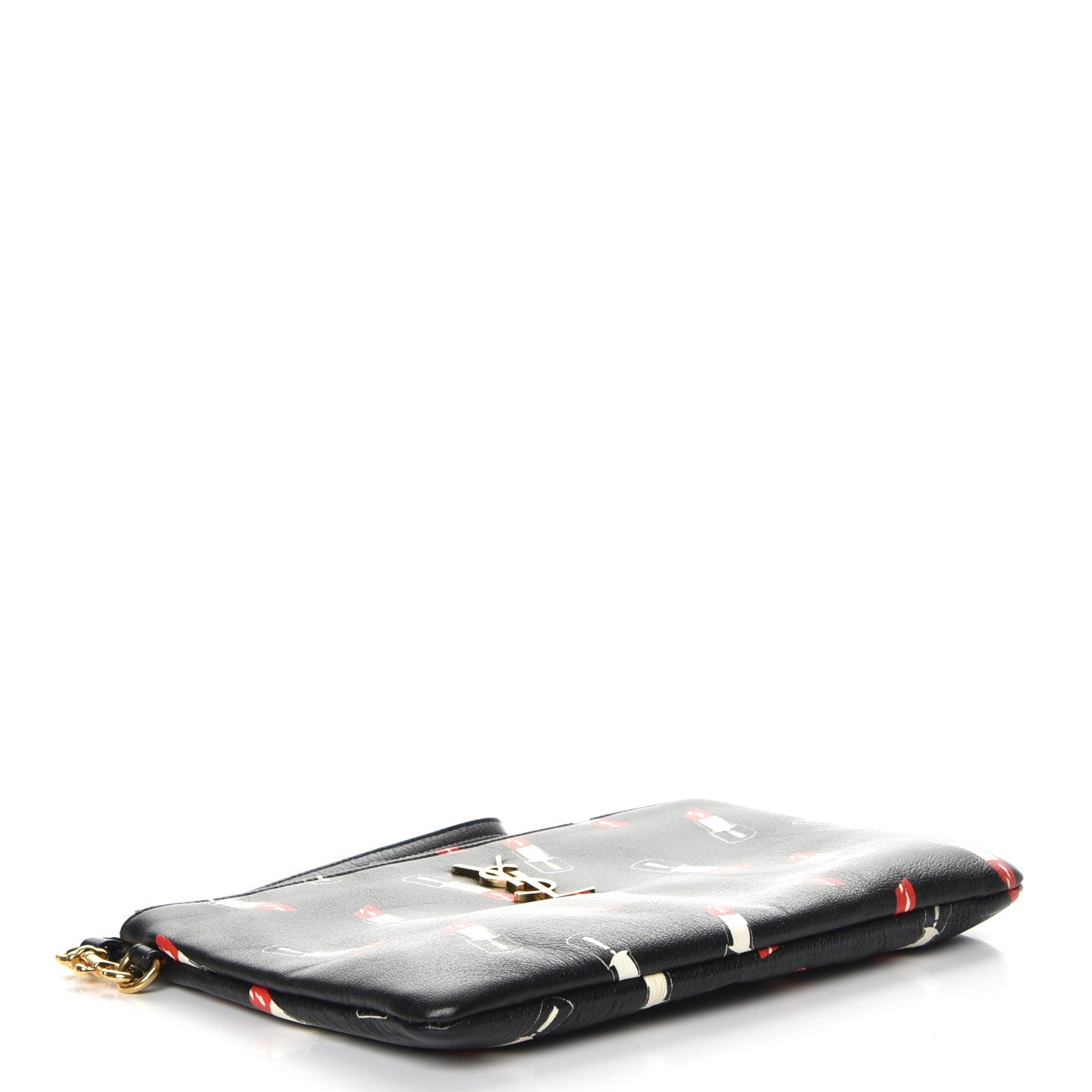 Saint Laurent Calfskin Lipstick Print Monogram Pouch Black 4 of 9