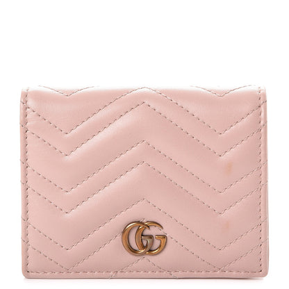 Gucci Calfskin Matelasse GG Marmont Card Case Perfect Pink 1 of 9