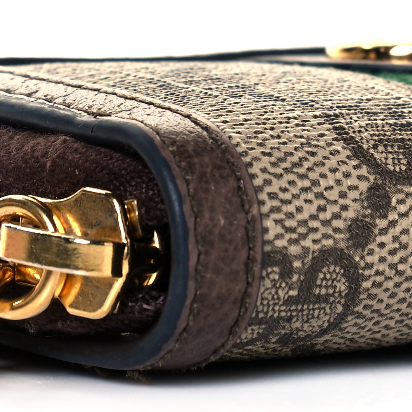 GG Supreme Monogram Web Ophidia Zip Around Key Case Beige New Acero
