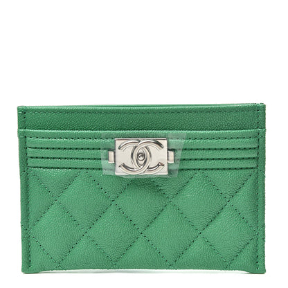 Chanel Caviar Quilted Boy Card Holder Green 1 of 9