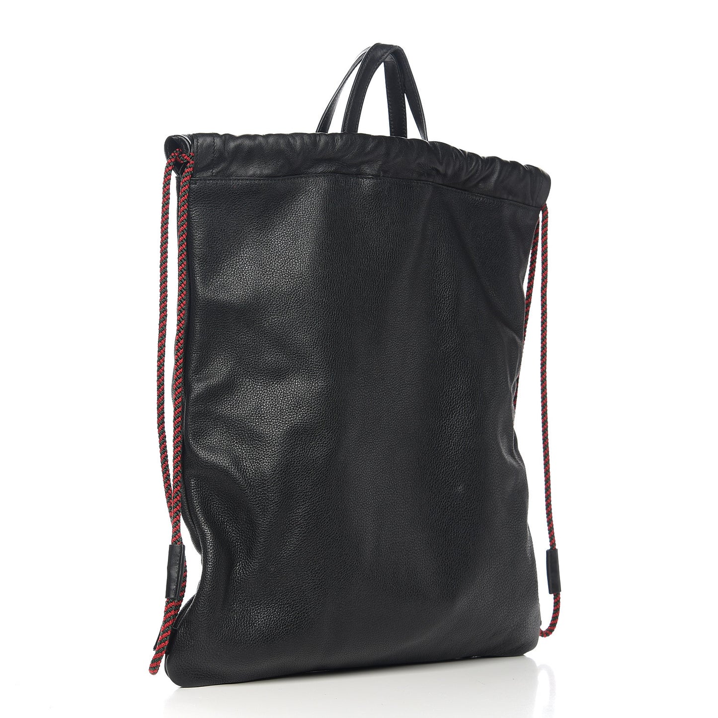 Calfskin Logo Drawstring Backpack Black