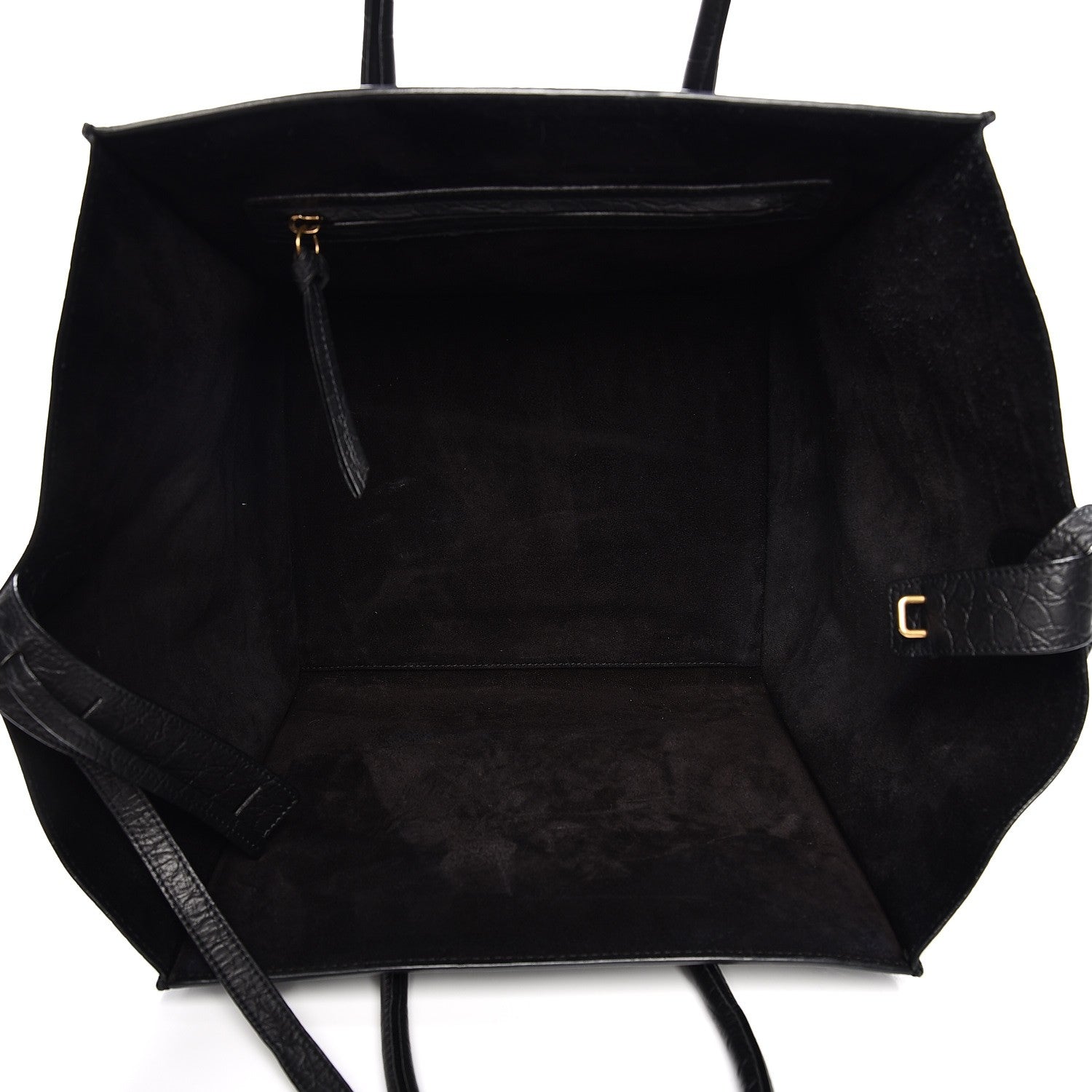 Celine Crocodile Embossed Calfskin Medium Phantom Luggage Black 5 of 13