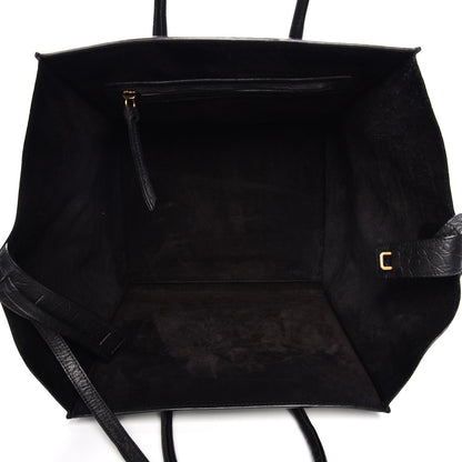Celine Crocodile Embossed Calfskin Medium Phantom Luggage Black 5 of 13