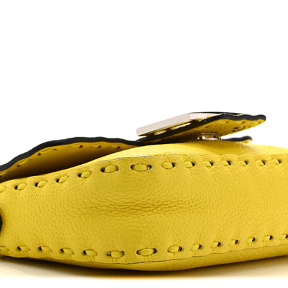 Fendi Cuoio Roma Sellerissima Nappa Sintetica Tape Stitch Mini Baguette Acid Yellow 9 of 10