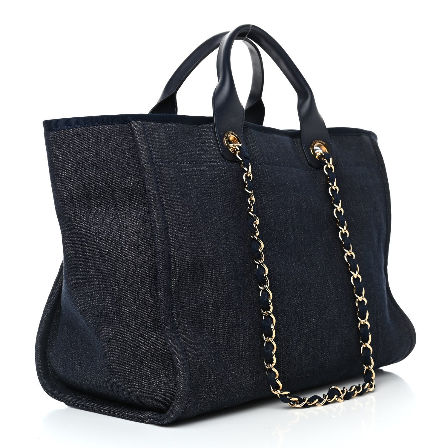 Chanel Denim Large Deauville Tote Dark Blue 2 of 16
