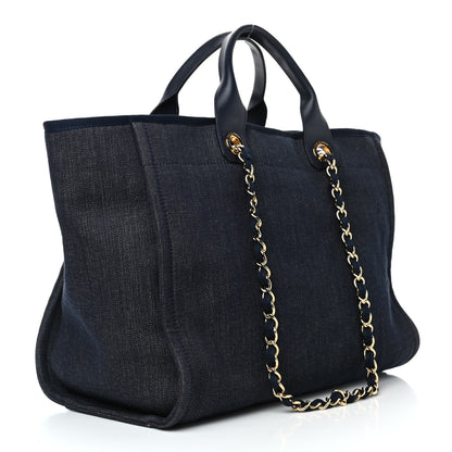 Chanel Denim Large Deauville Tote Dark Blue 2 of 16