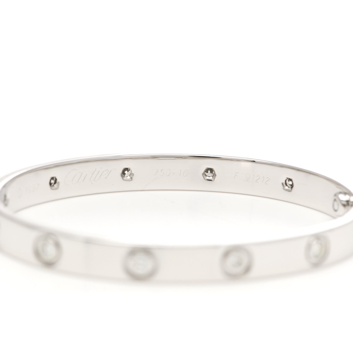 18K White Gold 10 Diamond LOVE Bracelet 16