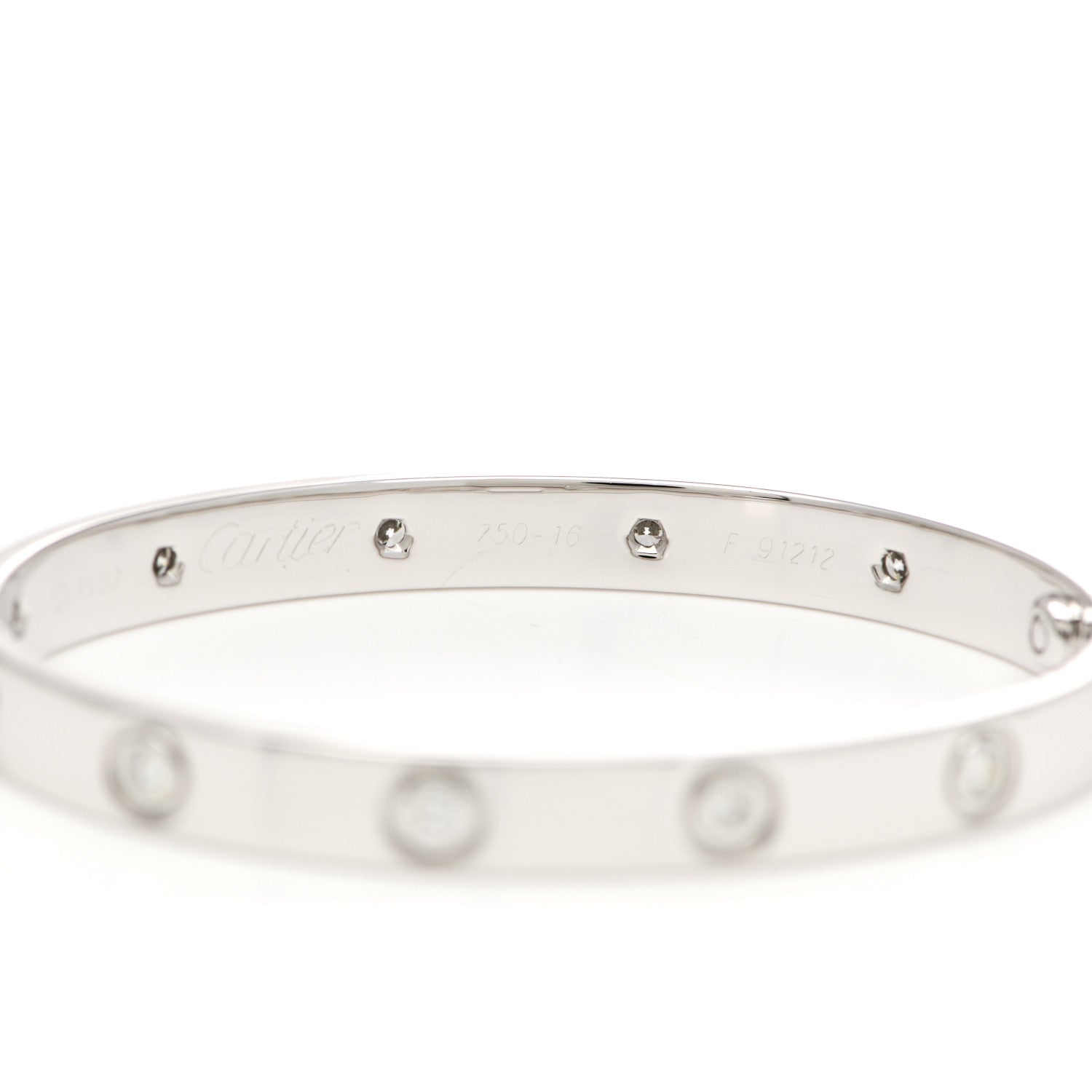 Cartier 18K White Gold 10 Diamond LOVE Bracelet 16 4 of 6