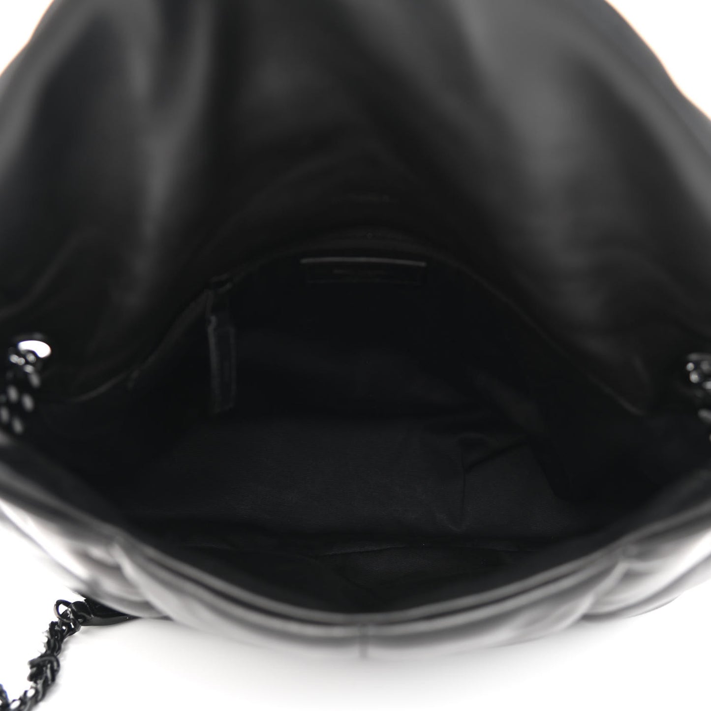 Lambskin Quilted Medium Loulou Puffer Monogram Chain Satchel Black