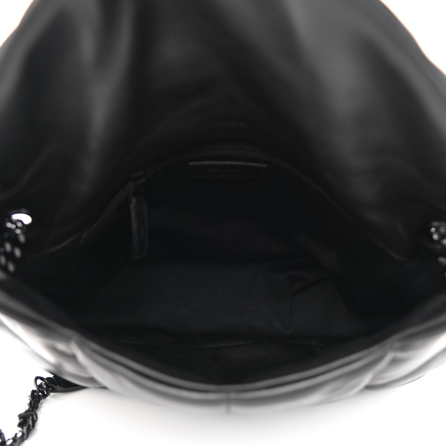 Saint Laurent Lambskin Quilted Medium Loulou Puffer Monogram Chain Satchel Black 5 of 9