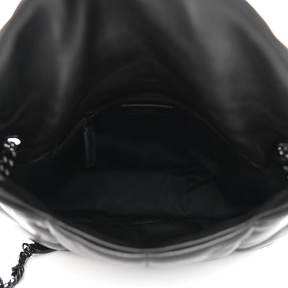 Saint Laurent Lambskin Quilted Medium Loulou Puffer Monogram Chain Satchel Black 5 of 9