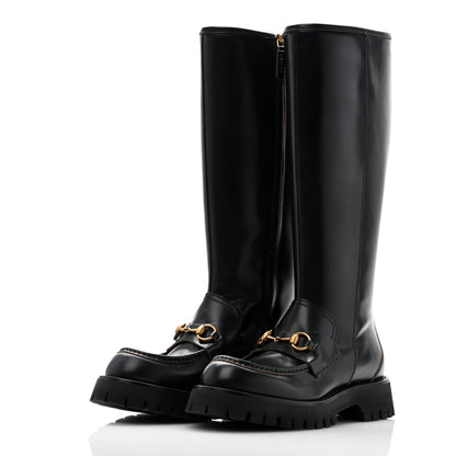 Gucci Cordovan Lux Harald Horsebit Knee High Boots 40 Black 3 of 9
