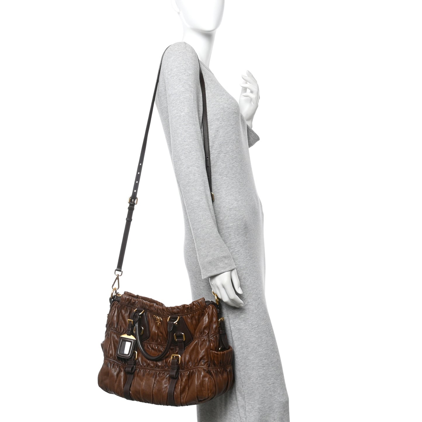 Nappa Gaufre Shopping Satchel Noce