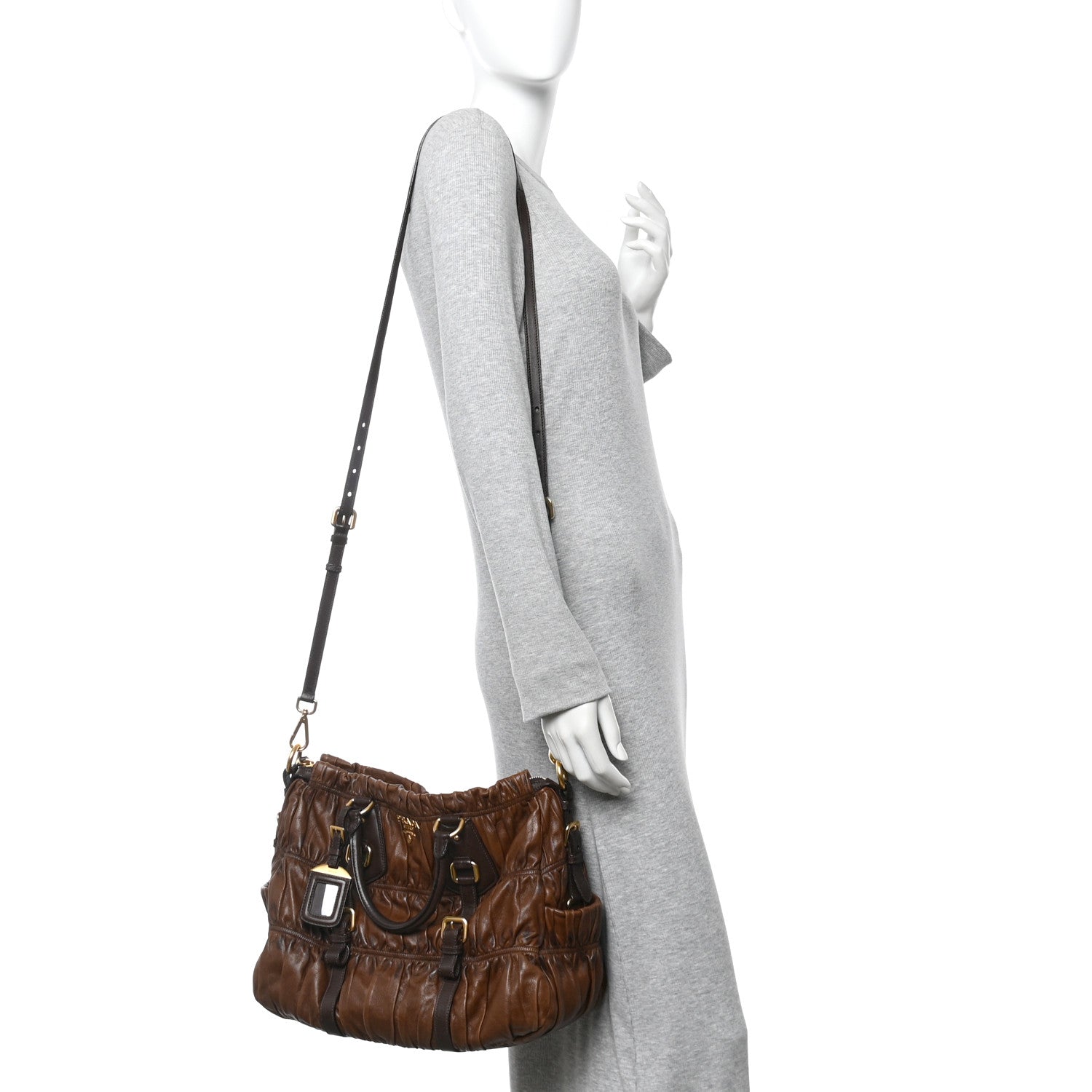 Prada Nappa Gaufre Shopping Satchel Noce 2 of 9