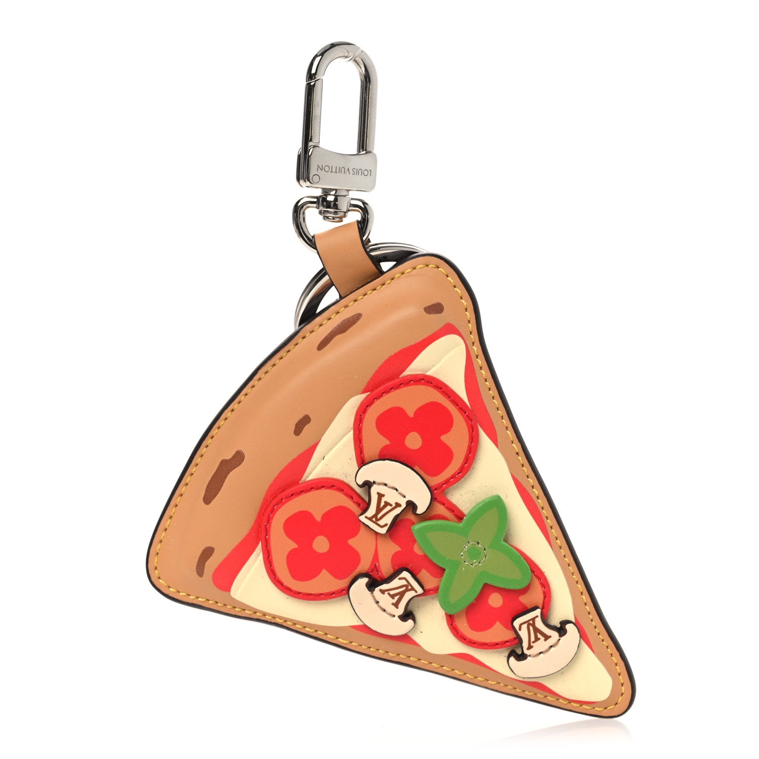 Louis Vuitton Calfskin Monogram Printed Pizza Bag Charm Key Holder 1 of 3
