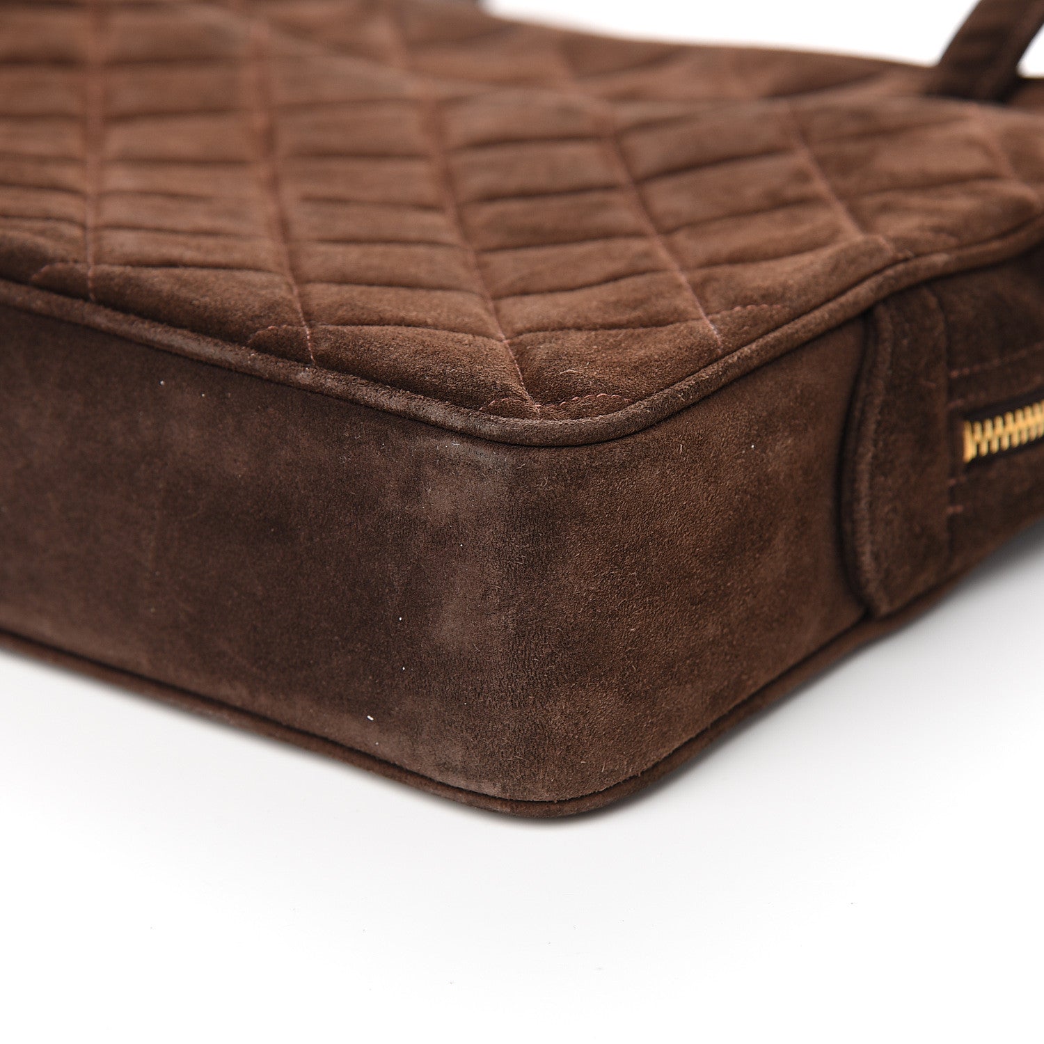 Chanel Suede Quilted Shoulder Bag Brown 9 of 10