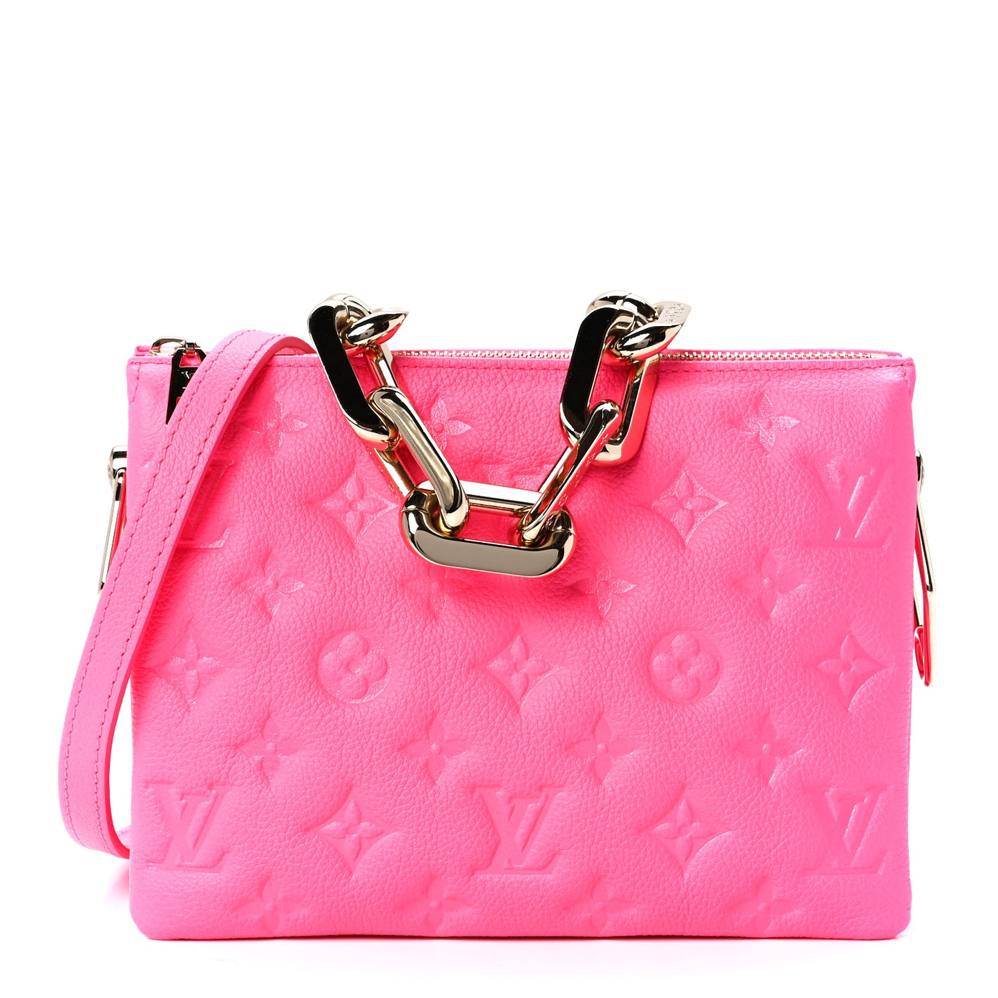 Calfskin Embossed Monogram Coussin BB Rose Fluo