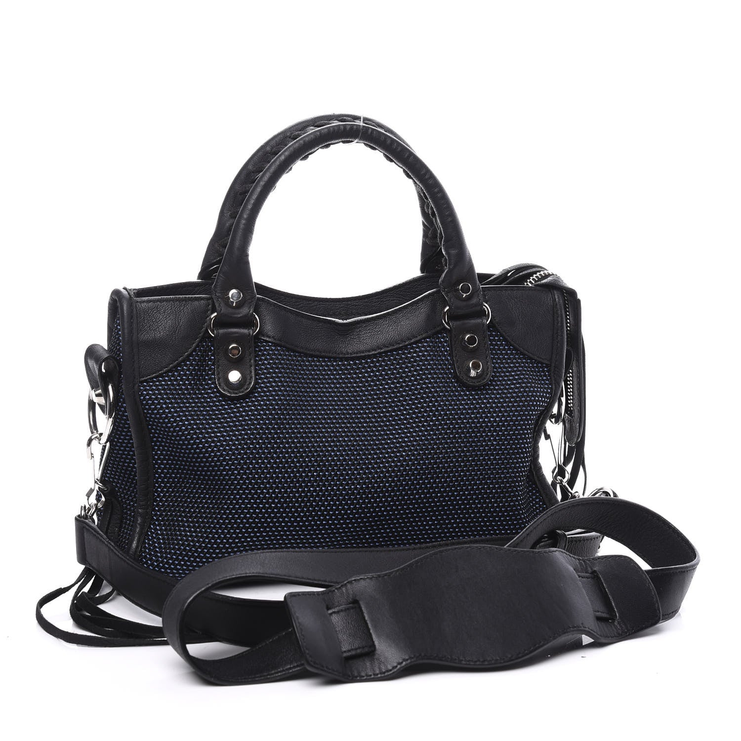 Balenciaga Mesh Agneau Arena Classic Silver Hardware Mini City Black Navy Orange 2 of 10