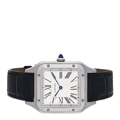 Cartier Stainless Steel Alligator 31.4mm Santos Dumont Quartz Watch Blue Blue 2 of 5
