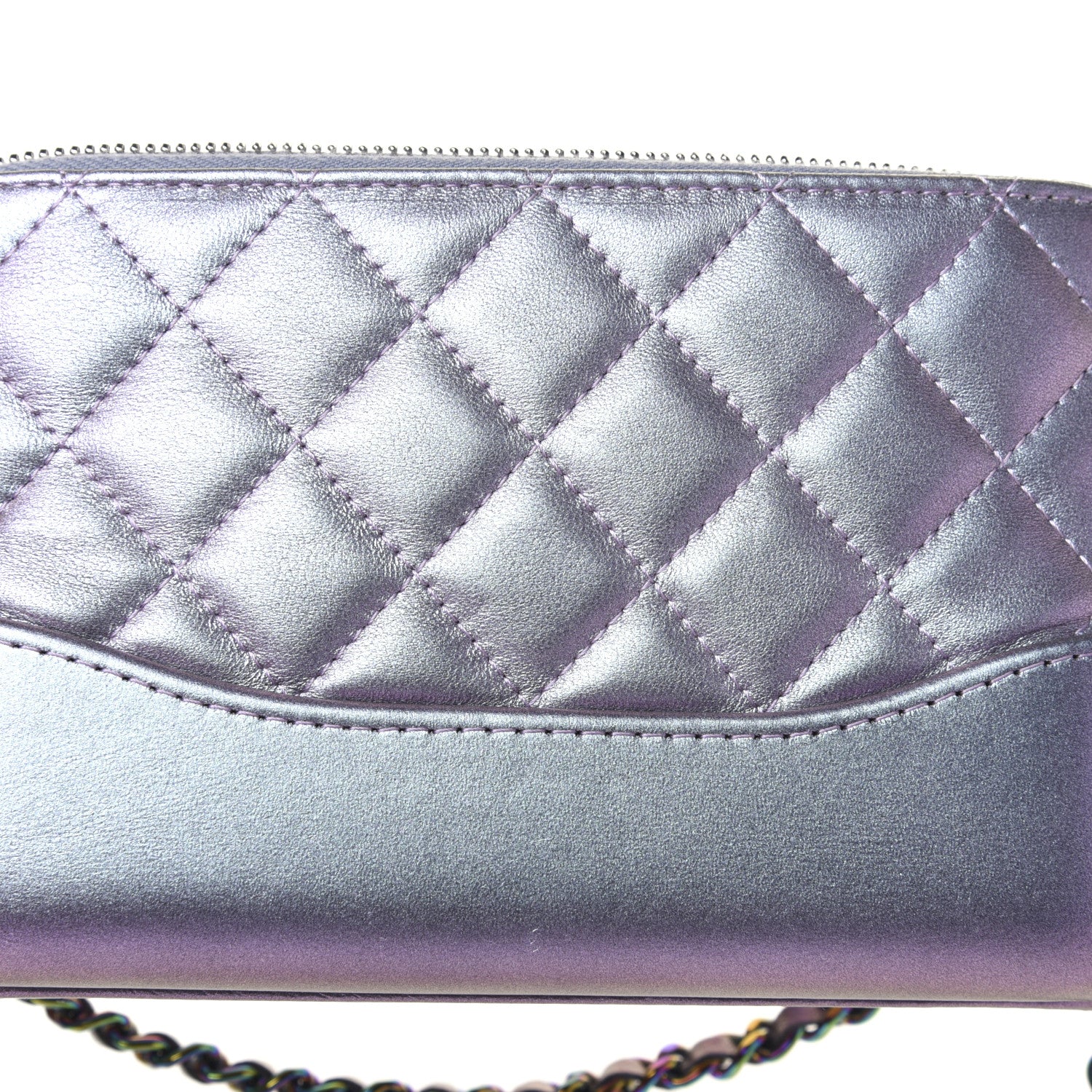 Chanel Iridescent Lambskin Calfskin Quilted Small Gabrielle Clutch With Chain Light Purple 12 of 13