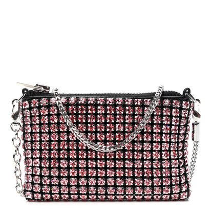 Alexander Wang Mesh Crystal Rhinestone Nano Heiress Shoulder Bag Black Pink 1 of 4