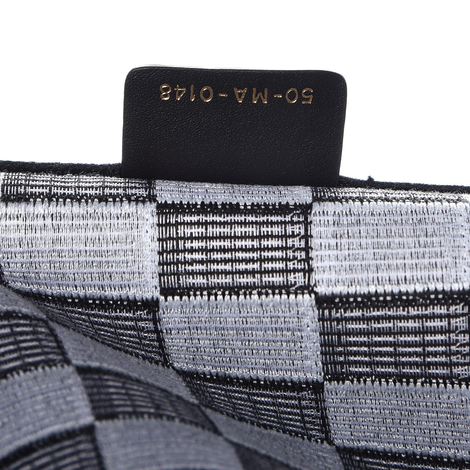 Christian Dior Canvas Embroidered Checkered Book Tote Black White 7 of 9